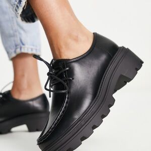 ASOS DESIGN Marver lace up flat shoes in black. NWOT. Size 10. Sold out